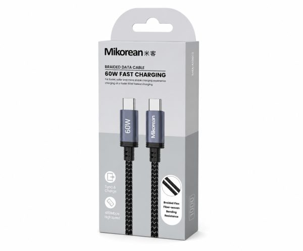 Mikorean 60W USB-C to USB-C Braided Fast Charging Cable